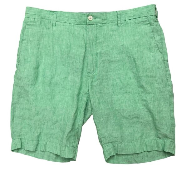 Polo Ralph Lauren Shorts Mens Size 36 Classic Fit 100% Linen Flat Front Green - Picture 1 of 6